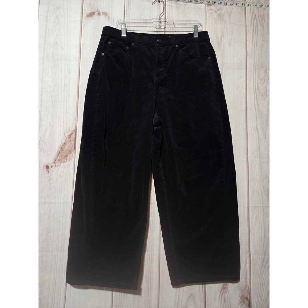 Spanx Black Corduroy Wide Leg Cropped Pants Womens‎ XL Petite High Rise 5-Pocket